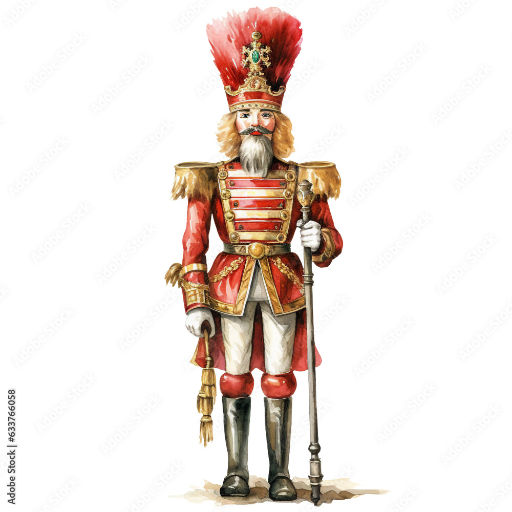 christmas nutcracker watercolor clipart isolated with soldier dress