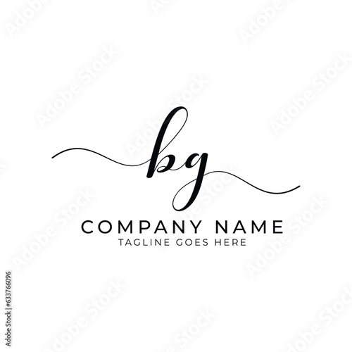 Modern initial letter bg  bg abstract calligraphy design  bg monogram logo  black color on white background