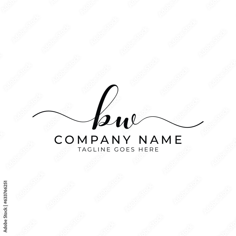 Modern initial letter bw, bw abstract calligraphy design, bw monogram logo, black color on white background Modern initial letter bw, bw abstract calligraphy design, bw monogram logo, black color on white background