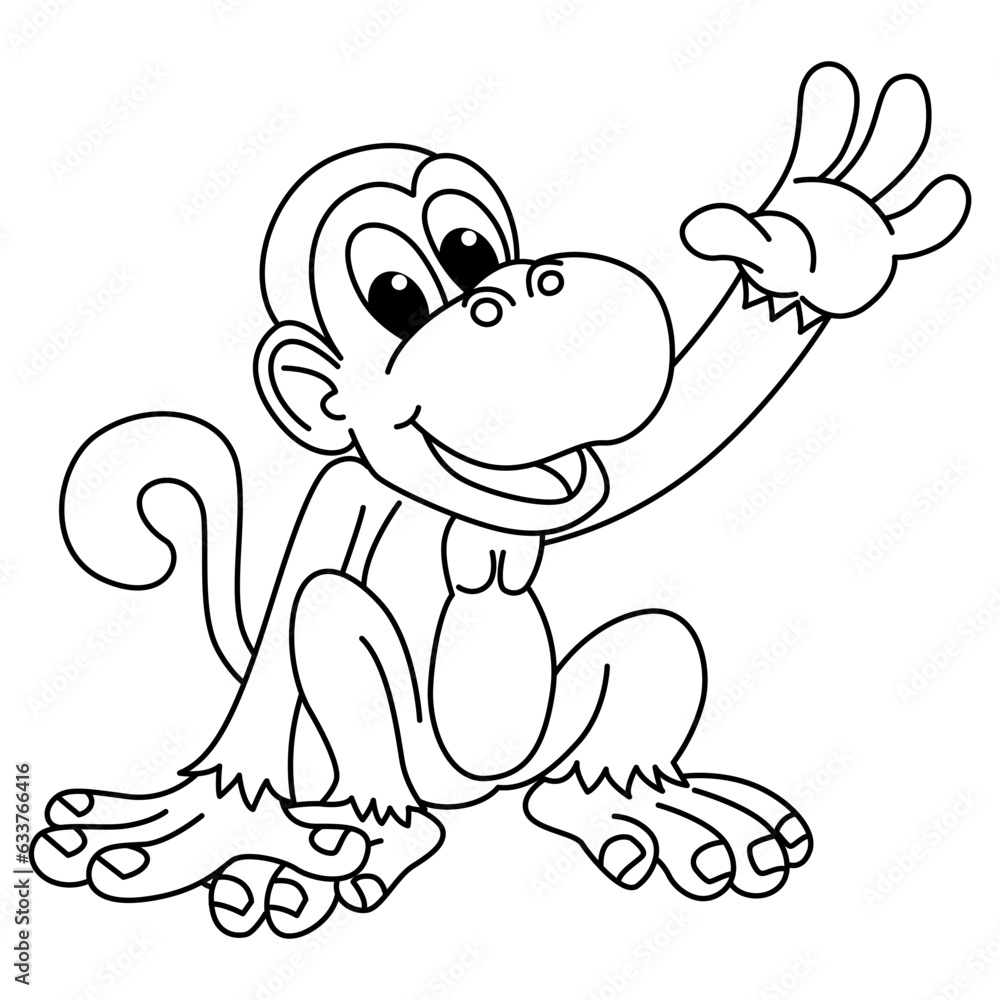 Funny monkey cartoon coloring page Funny monkey cartoon coloring page