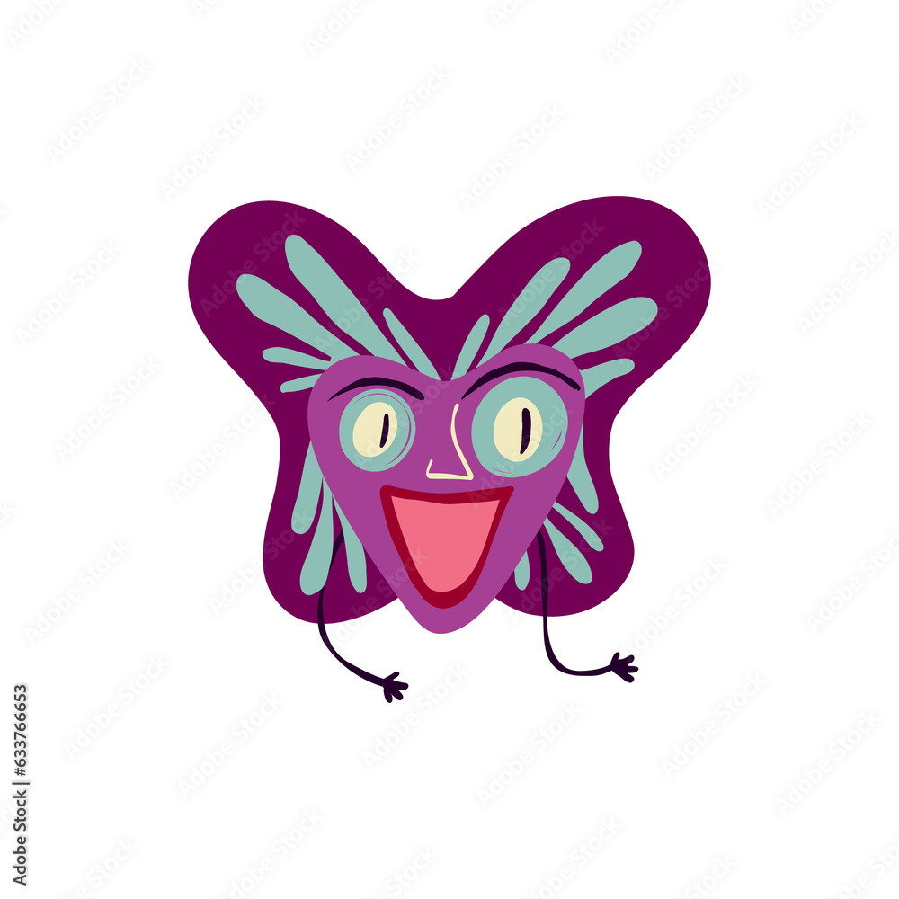 Fototapeta premium funny strange character with wings and hands. Halloween character. Cartoon illustration