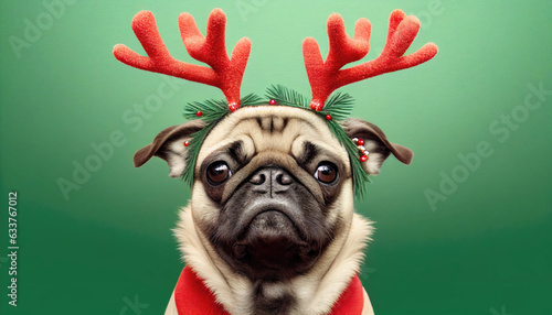 Photo Christmas dog. Generative AI