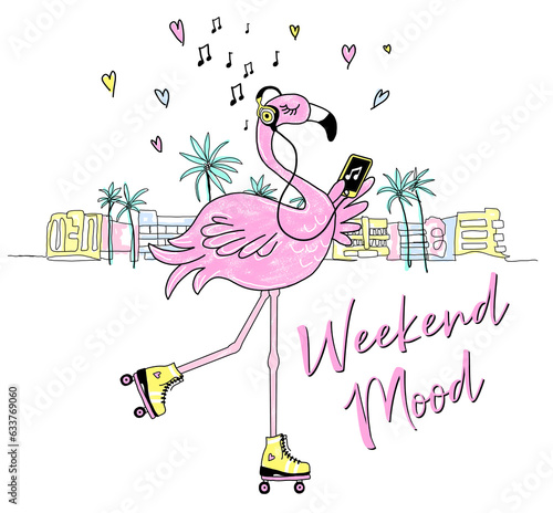 cute flamingo graphic for t shirt