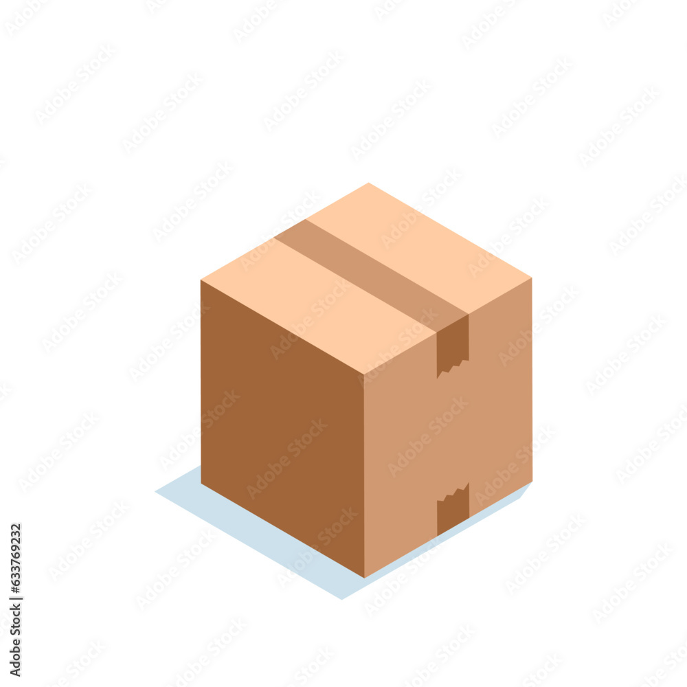 isometric box in color on a white background, shipping packaging or package isometric box in color on a white background, shipping packaging or package