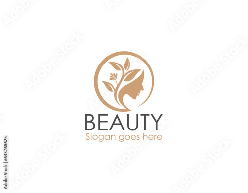 Fototapeta Naklejka Na Ścianę i Meble -  Luxury gradient beauty woman logo and business card design vector template. Logo can be used for icon, brand, identity, spa, feminine, and business company