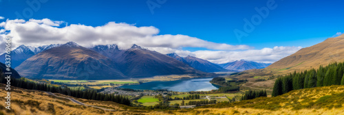 Queenstown panoramic view New Zealand - Generative AI