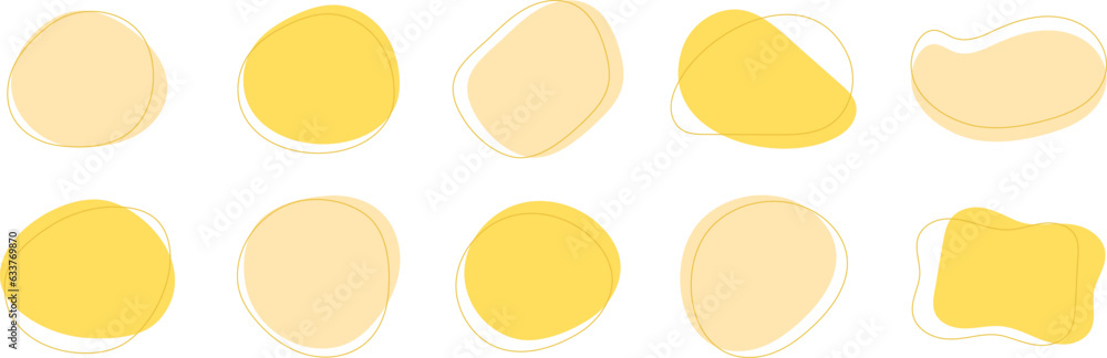 Set of cute abstract shapes.Vector loose frame.yellow fluid vector frame. Set of cute abstract shapes.Vector loose frame.yellow fluid vector frame.
