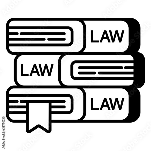 Conceptual flat design icon of law books
