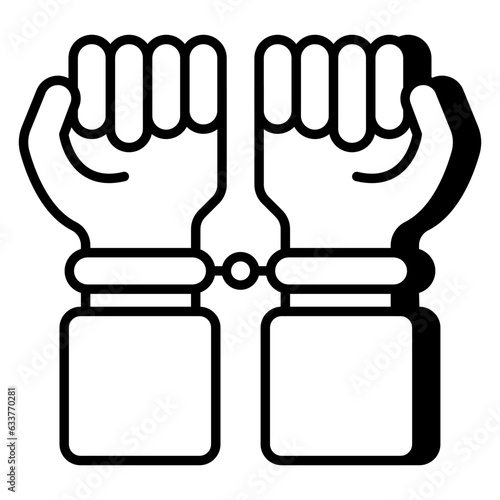 A flat design icon of handcuffs 