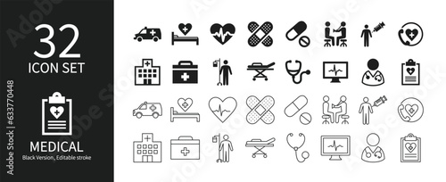 Icon set related to medical care