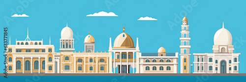 Jerusalem city panorama, urban landscape with modern buildings. Business travel and travelling of landmarks. Illustration, web background. Skyscraper silhouette - Generative AI