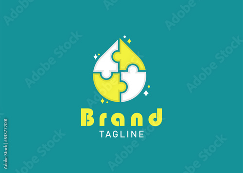 Water Drop and Puzzle Logo design concept