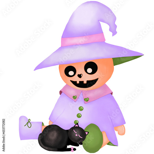 Halloween pumpkin witch illustration element