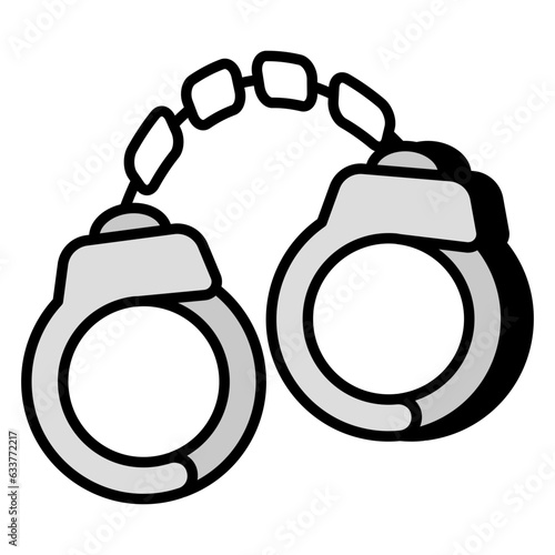 A flat design icon of handcuffs 