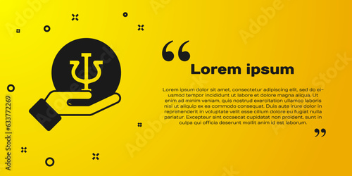 Black Psychology icon isolated on yellow background. Psi symbol. Mental health concept, psychoanalysis analysis and psychotherapy. Vector