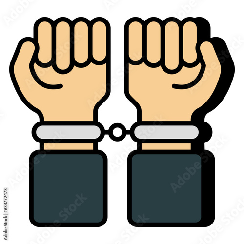 A flat design icon of handcuffs 