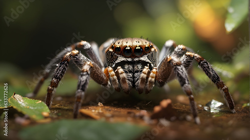 Stunning 4K Wandering Spider Close-up in Lush Rainforest photo