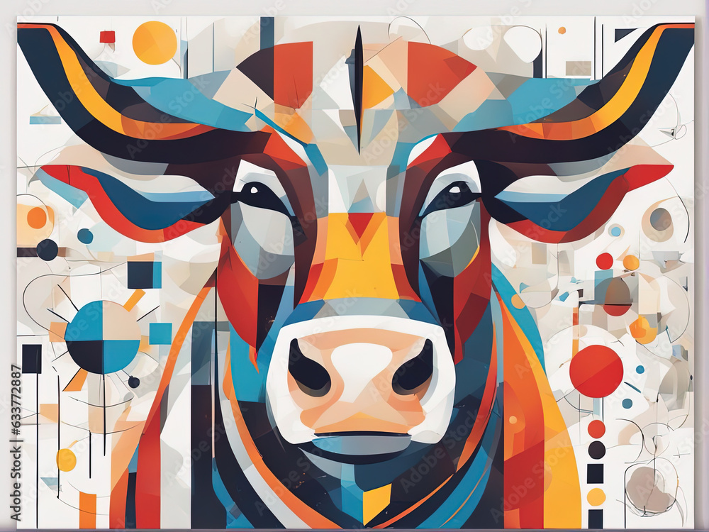 abstract painting of a ox with Generative AI.