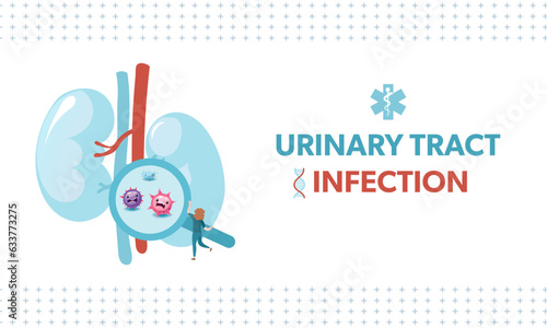 Medical infographic of urinary tract infection background. Abstract background medical care for the hospital, page.Blue and white. Vector illustration