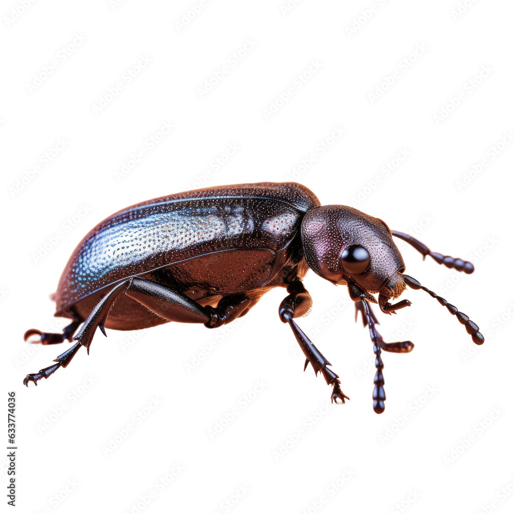 Naklejka premium Male Trogoderma ornatum beetle part of Dermestidae family isolated on transparent background