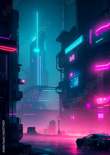 night city street scene. Generative ai tools.
