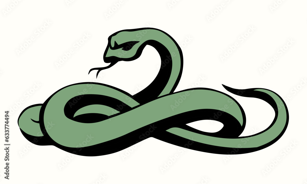 Obraz premium Scary big snake. Vector drawing