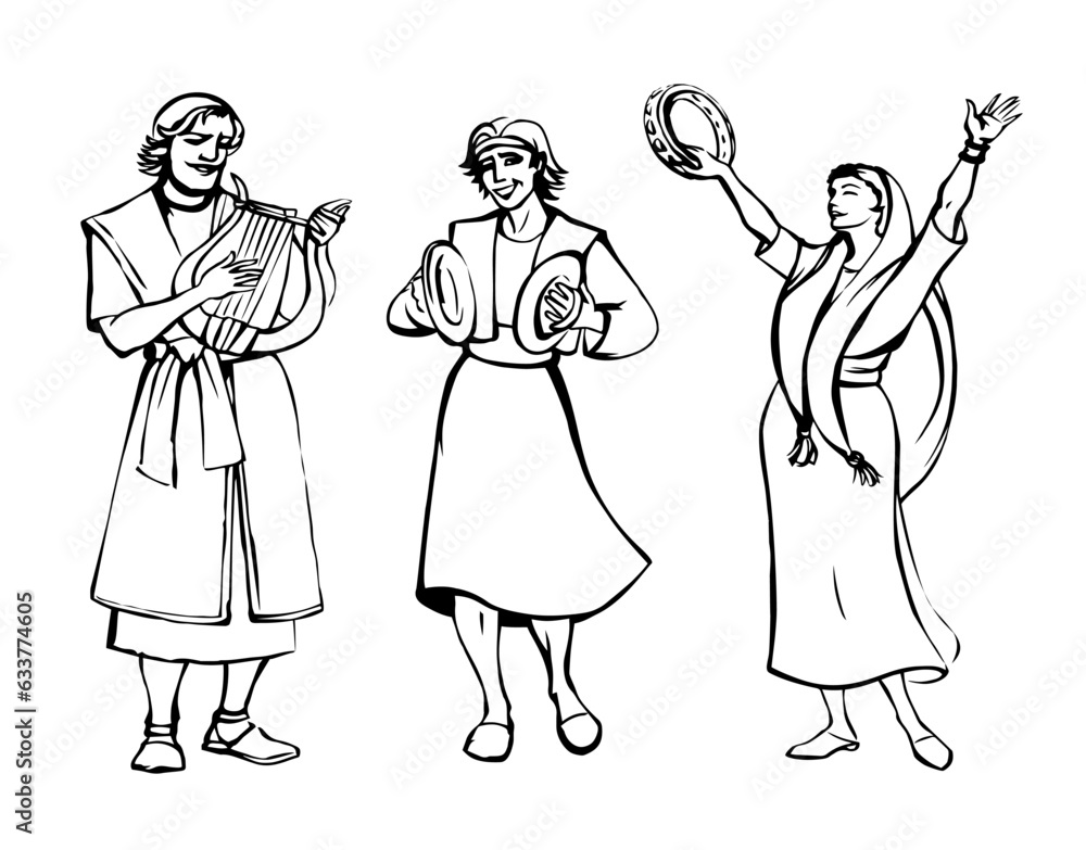 The ancient people are having fun. Vector drawing The ancient people are having fun. Vector drawing
