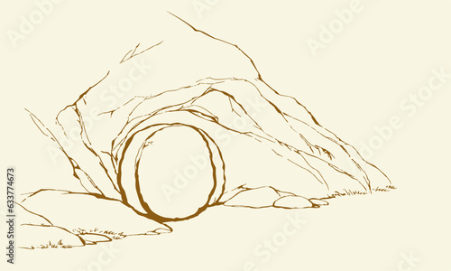 Tthe tomb of Christ . Vector drawing