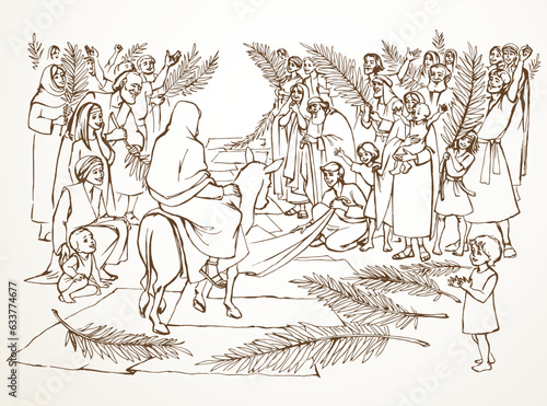 Canvas-taulu Jesus' Entry into Jerusalem. Vector drawing