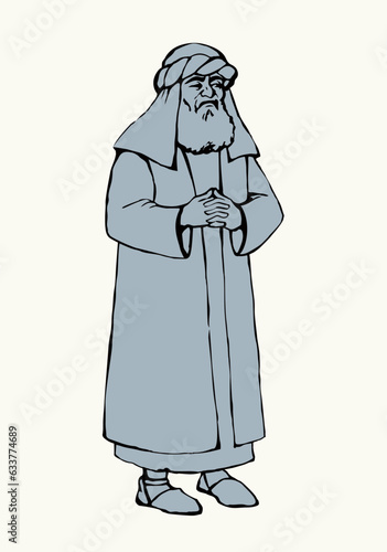 Old Pharisee Priest. Vector drawing