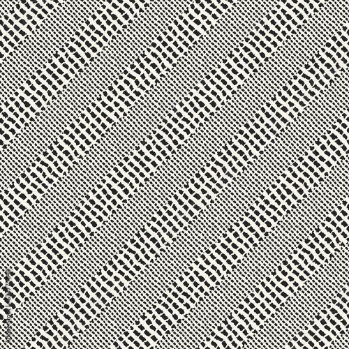 Monochrome Irregularly Dashed Textured Diagonal Striped Pattern 