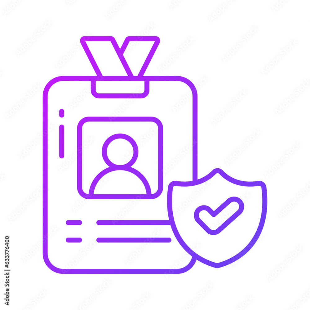 Employee card or identity card with safety shield, concept icon of secure id Employee card or identity card with safety shield, concept icon of secure id