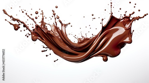 chocolate Liquid Drop Splashing on White Background