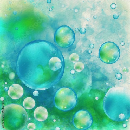 Wallpaper Mural abstract cyan watercolor bubble background Torontodigital.ca