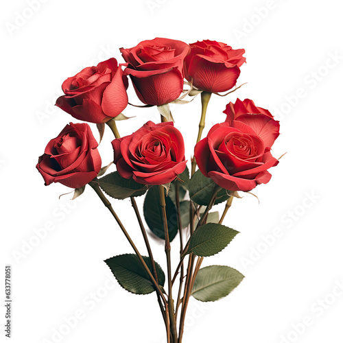 Bunch of red roses symbolizing love and romance isolated on a transparent background for Valentine s Day
