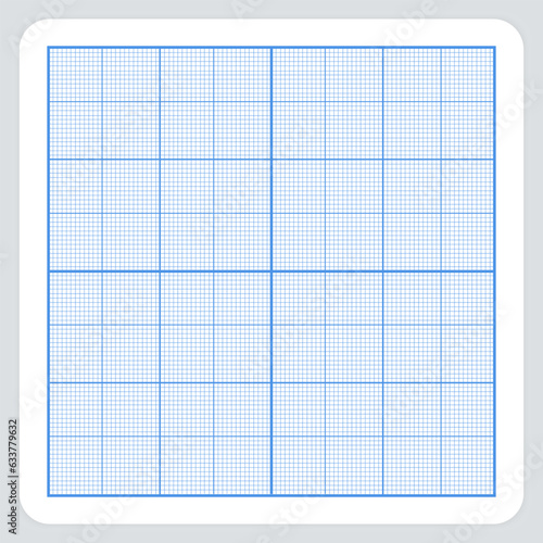 Millimeter Sheet of graph paper with grid. geometric pattern paper texture. Blue lined blank for education drawing, studying, technical engineering or scale measurement