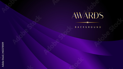Purple golden royal awards graphics background. Elegant modern template with classy shine.