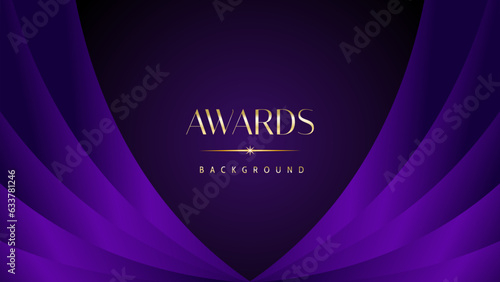 Purple golden royal awards graphics background. Elegant modern template with classy shine.