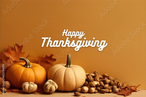 Picture with the Text "Happy Thanksgiving" on a Yellow Background 