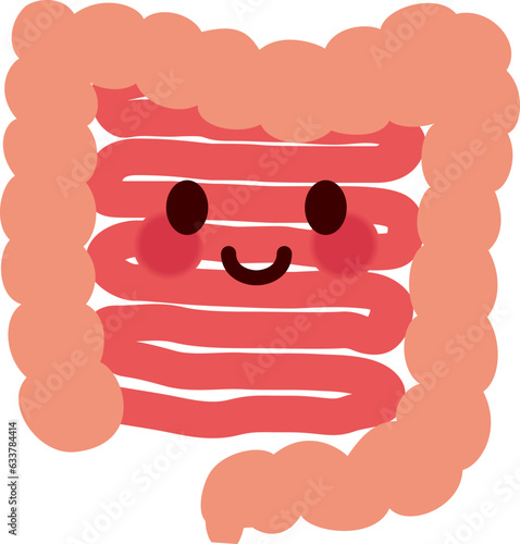 かわいい腸のキャラクターのイラスト(cute cartoon intestine)