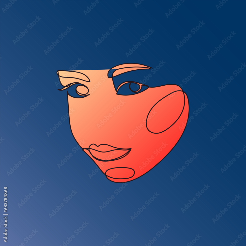 Line Lineart Woman Portrait Doodle Curve Line Head Face Gradient ...