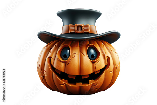 cartoon character pumpkin for halloween on white isolated background. Generative AI illustration