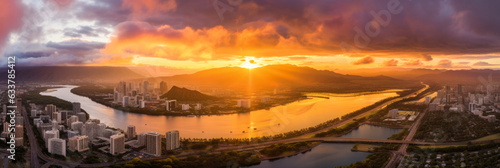 Honolulu panoramic view Hawaii - Generative AI