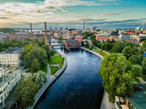 Aerial view of Tammerkoski in Tampere, Finland photo