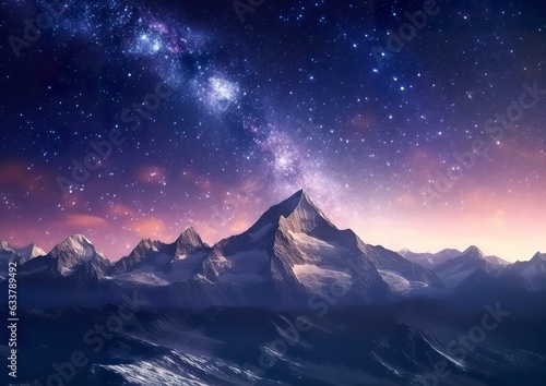 The milky rising in the night sky over the mountains, landscapes. © MSTSANTA