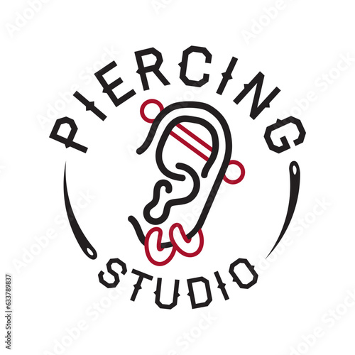 Vector set of logos studio piercing, pierced