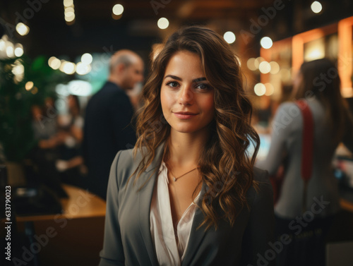 Confident young businesswoman standing in a modern office