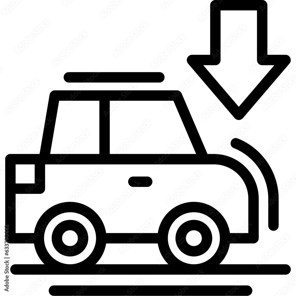 Car with down arrow Icon Car with down arrow Icon