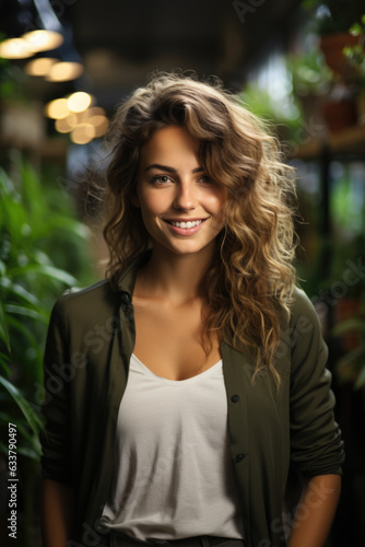 Confident young businesswoman standing in a modern office © Igor