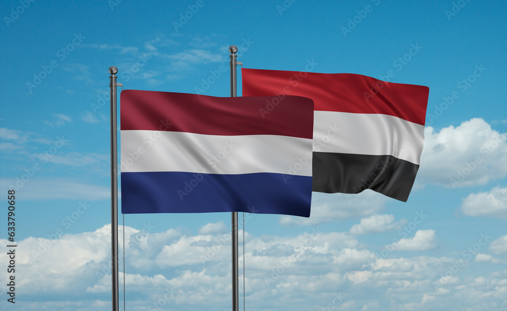 Yemen and Netherlands flag Yemen and Netherlands flag